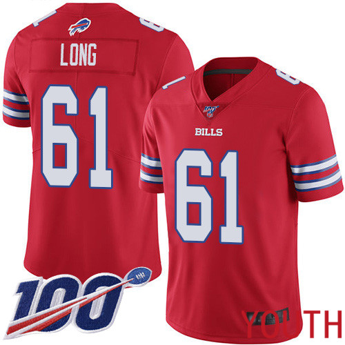 Youth Buffalo Bills 61 Spencer Long Limited Red Rush Vapor Untouchable 100th Season NFL Jersey